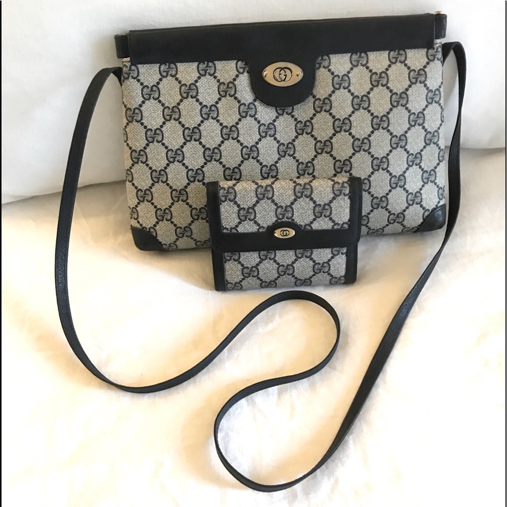 Vintage Gucci Monogram Crossbody Bag and Wallet